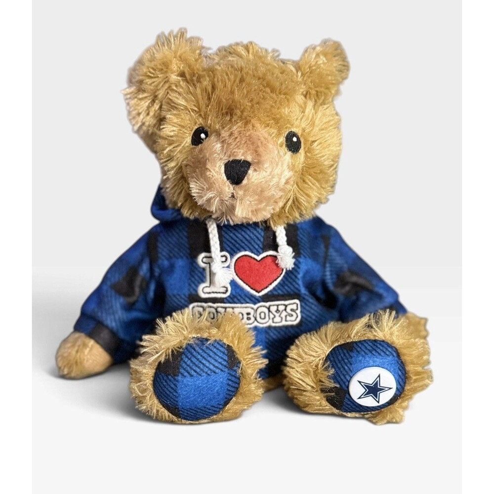Dallas Cowboys Good Stuff Teddy Bear Plush Blue Plaid Hoodie NFL 2011 14 Inch